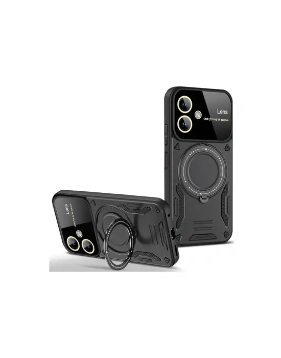 Samsung Galaxy A05 Kılıf Joy Lens Standlı Kapak - Siyah
