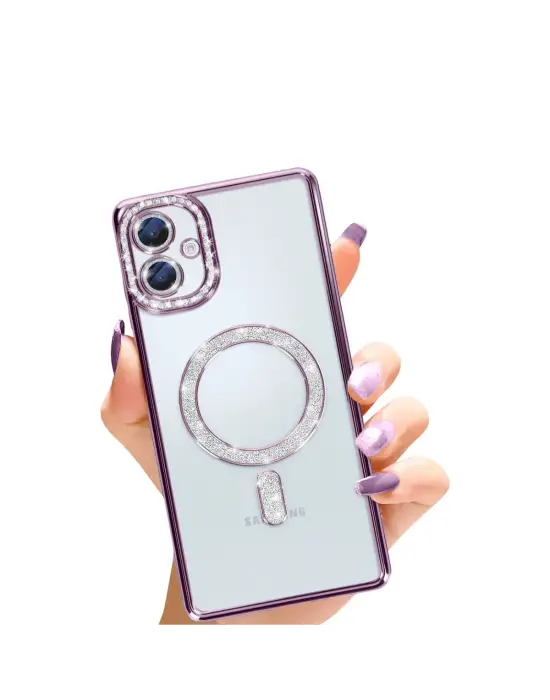 Samsung Galaxy A06 Joke Simli Magneticsafe Kılıf - Derin Mor
