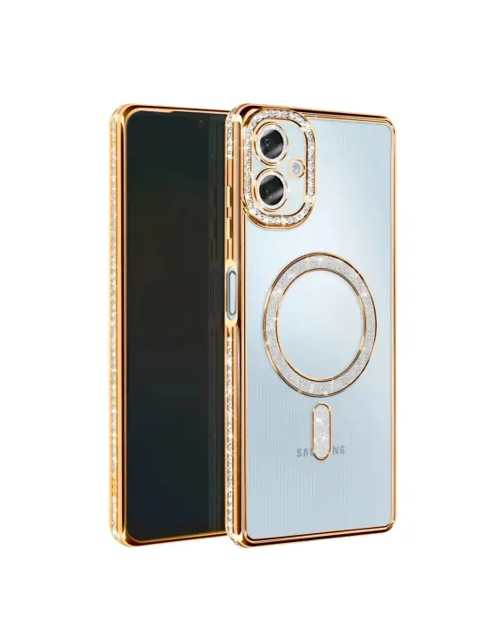 Samsung Galaxy A06 Joke Simli Magneticsafe Kılıf - Gold