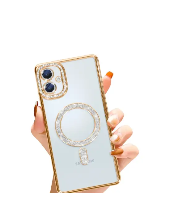 Samsung Galaxy A06 Joke Simli Magneticsafe Kılıf - Gold