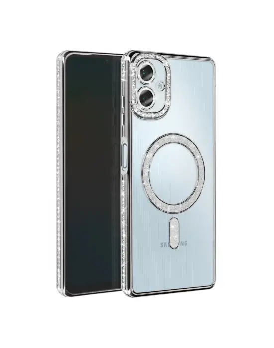 Samsung Galaxy A06 Joke Simli Magneticsafe Kılıf - Gümüş