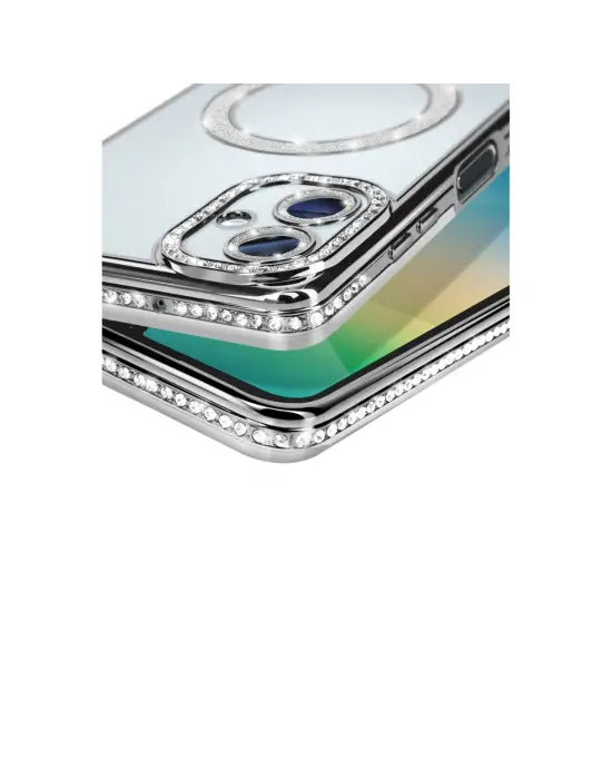 Samsung Galaxy A06 Joke Simli Magneticsafe Kılıf - Gümüş