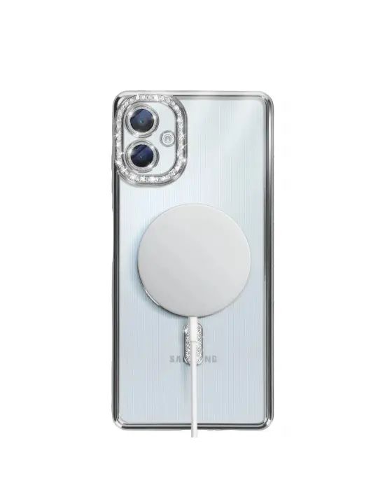 Samsung Galaxy A06 Joke Simli Magneticsafe Kılıf - Gümüş
