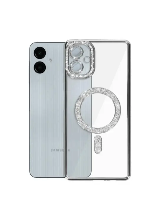 Samsung Galaxy A06 Joke Simli Magneticsafe Kılıf - Gümüş