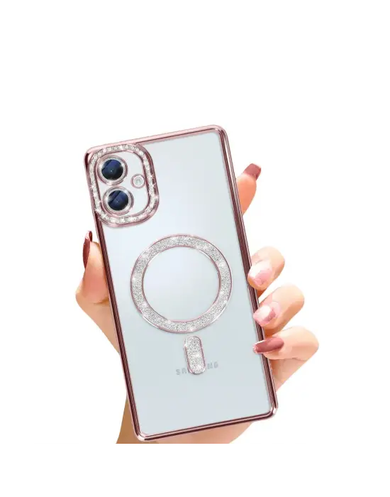 Samsung Galaxy A06 Joke Simli Magneticsafe Kılıf - Pembe