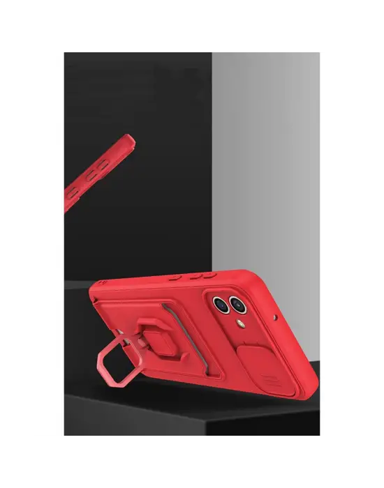 Samsung Galaxy A06 Kılıf Zuma Kartvizitli Yüzüklü Silikon - Pembe