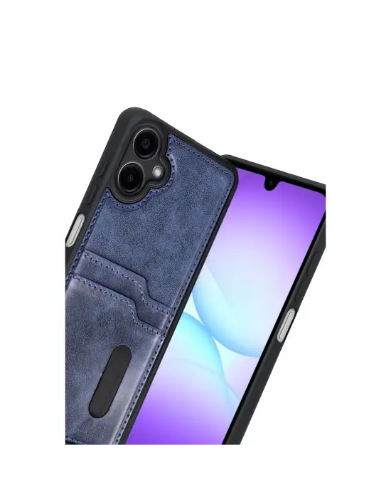Samsung Galaxy A07 4g Sara Kartvizitli Deri Kılıf - Lacivert