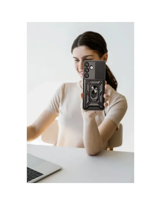 Samsung Galaxy A17 5g Pars Lens Yüzüklü Silikon - Siyah