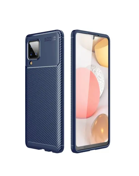 Samsung Galaxy A22 Kılıf Auto Focus Karbon Kapak - Lacivert