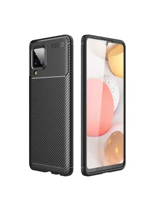 Samsung Galaxy A22 Kılıf Auto Focus Karbon Kapak - Siyah