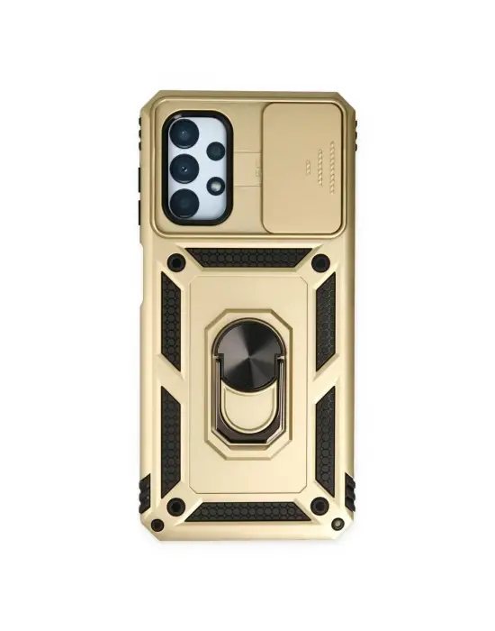 Samsung Galaxy A33 5g Kılıf Pars Lens Yüzüklü Silikon - Gold