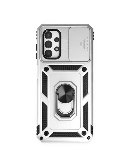 Samsung Galaxy A33 5g Kılıf Pars Lens Yüzüklü Silikon - Gümüş