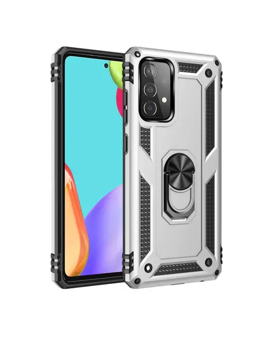 Samsung Galaxy A33 5g Kılıf Sofya Yüzüklü Silikon Kapak - Gümüş