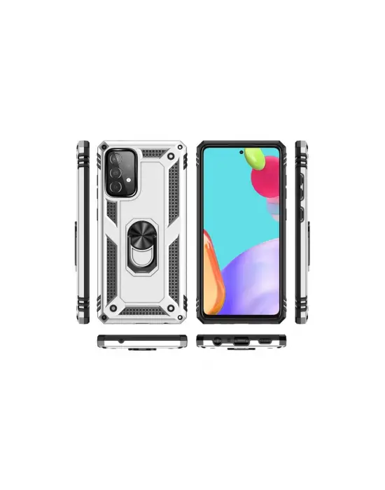 Samsung Galaxy A33 5g Kılıf Sofya Yüzüklü Silikon Kapak - Gümüş