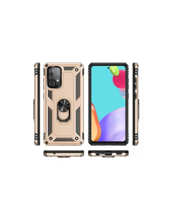 Samsung Galaxy A53 5g Kılıf Sofya Yüzüklü Silikon Kapak - Gold