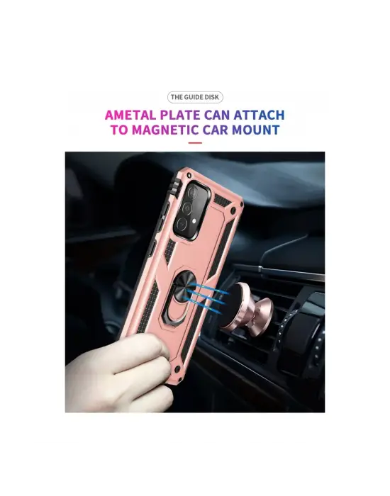 Samsung Galaxy A53 5g Kılıf Sofya Yüzüklü Silikon Kapak - Rose