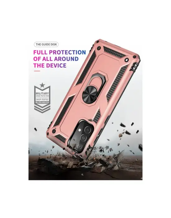 Samsung Galaxy A53 5g Kılıf Sofya Yüzüklü Silikon Kapak - Rose