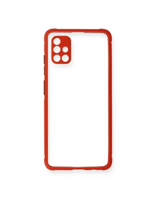 Samsung Galaxy A71 Kılıf Miami Şeffaf Silikon - Kırmızı