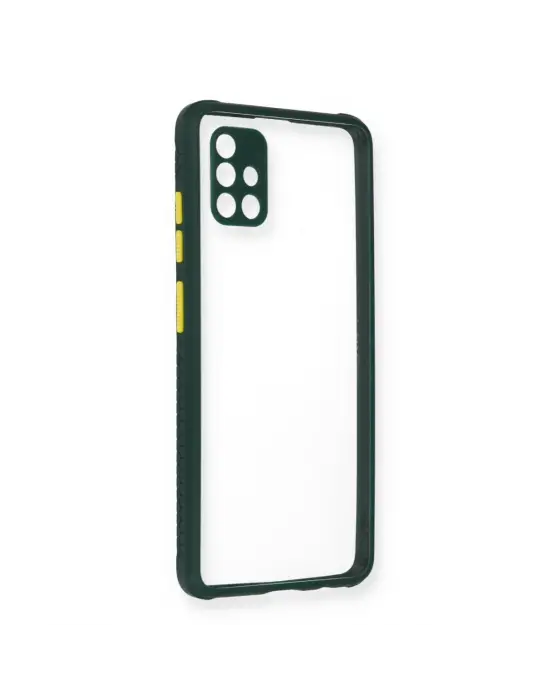 Samsung Galaxy A71 Kılıf Miami Şeffaf Silikon - Koyu Yeşil