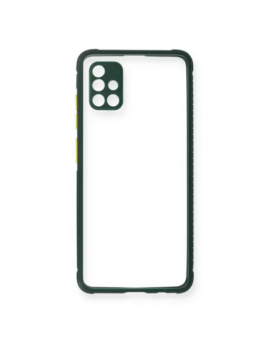 Samsung Galaxy A71 Kılıf Miami Şeffaf Silikon - Koyu Yeşil