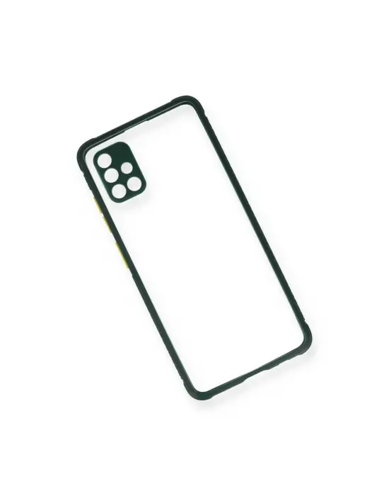 Samsung Galaxy A71 Kılıf Miami Şeffaf Silikon - Koyu Yeşil