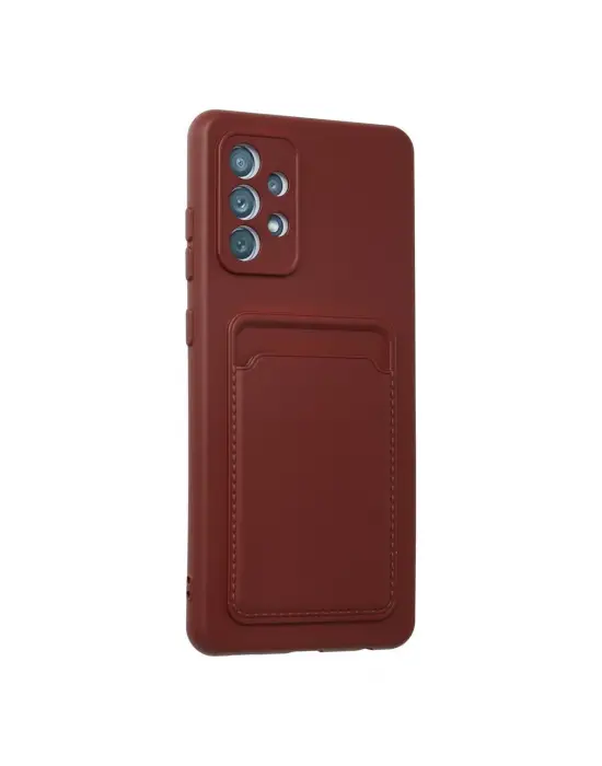 Samsung Galaxy A72 Kılıf Kelvin Kartvizitli Silikon - Bordo