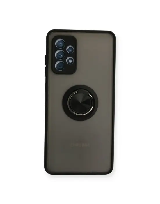 Samsung Galaxy A72 Kılıf Montreal Yüzüklü Silikon Kapak - Siyah