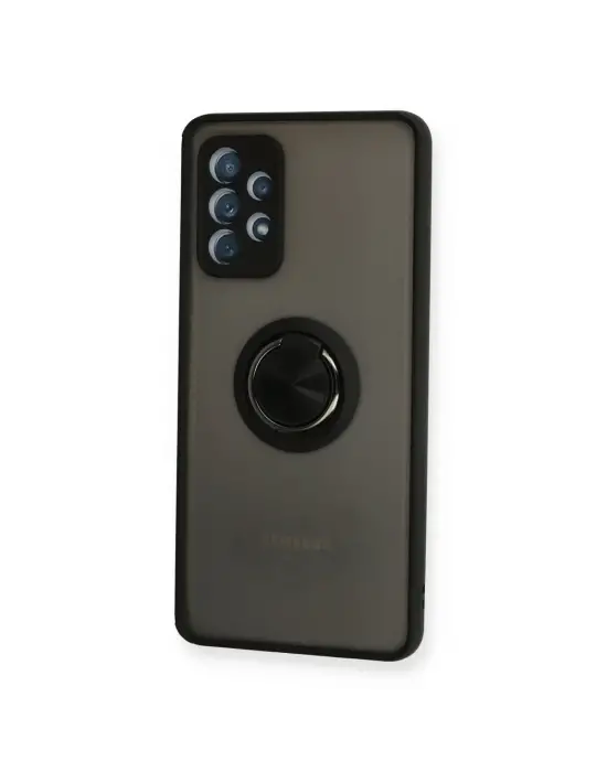 Samsung Galaxy A72 Kılıf Montreal Yüzüklü Silikon Kapak - Siyah