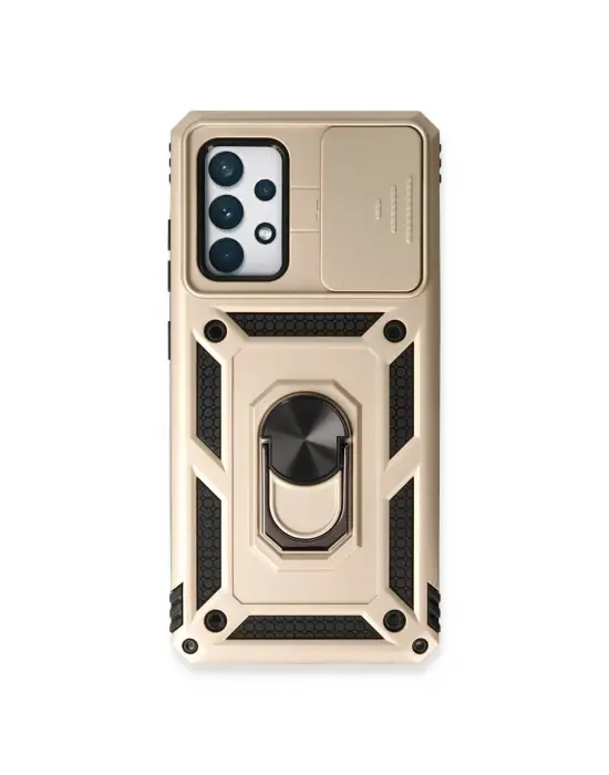 Samsung Galaxy A73 5g Kılıf Pars Lens Yüzüklü Silikon - Gold