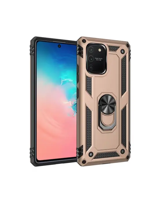 Samsung Galaxy A91 / S10 Lite Kılıf Sofya Yüzüklü Silikon Kapak - Gold