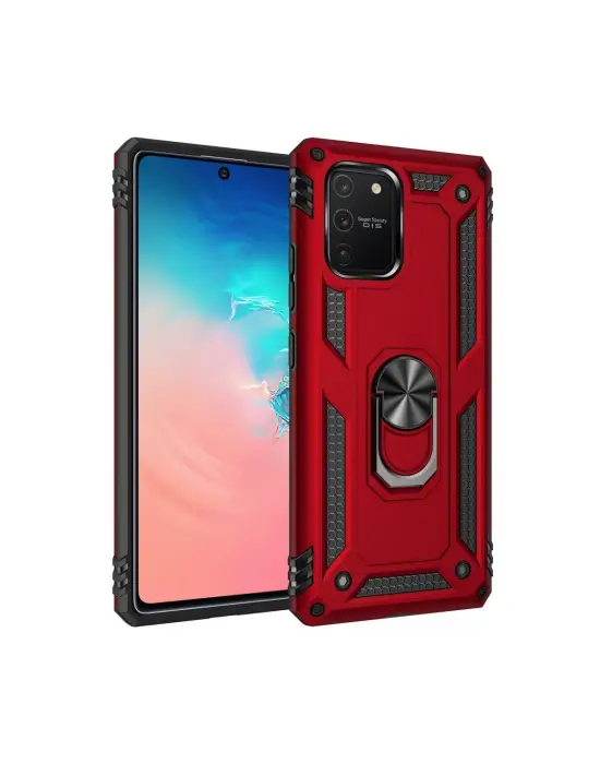 Samsung Galaxy A91 / S10 Lite Kılıf Sofya Yüzüklü Silikon Kapak - Kırmızı