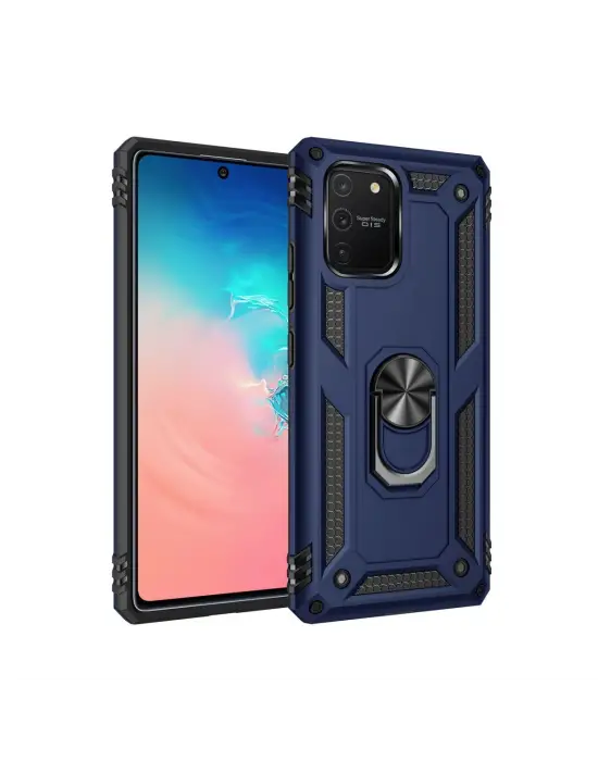 Samsung Galaxy A91 / S10 Lite Kılıf Sofya Yüzüklü Silikon Kapak - Lacivert