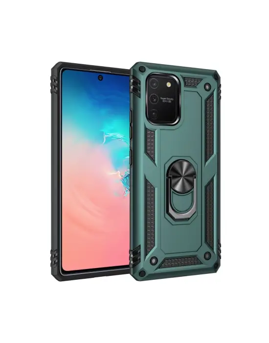 Samsung Galaxy A91 / S10 Lite Kılıf Sofya Yüzüklü Silikon Kapak - Yeşil