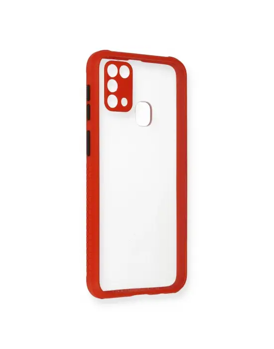 Samsung Galaxy M31 Kılıf Miami Şeffaf Silikon - Kırmızı