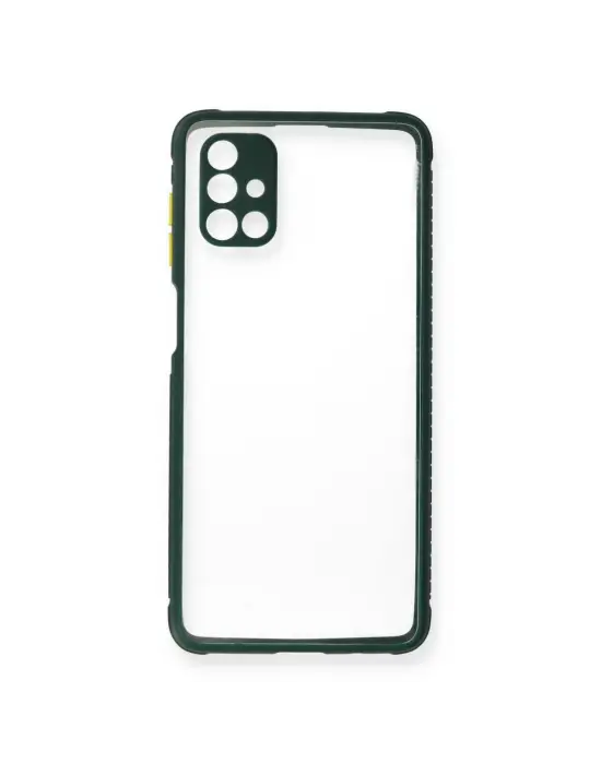 Samsung Galaxy M51 Kılıf Miami Şeffaf Silikon - Koyu Yeşil