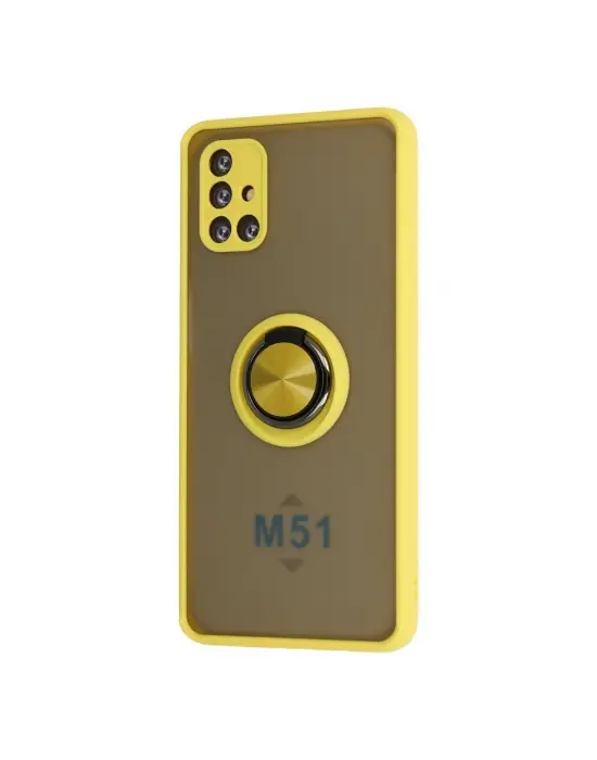 Samsung Galaxy M51 Kılıf Montreal Yüzüklü Silikon Kapak - Sarı