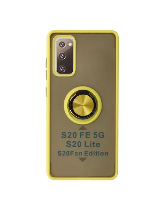 Samsung Galaxy S20 Fe Kılıf Montreal Yüzüklü Silikon Kapak - Sarı