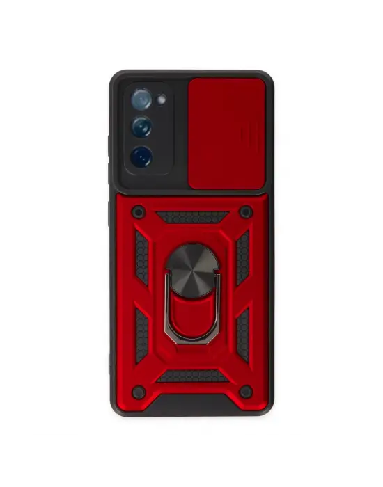 Samsung Galaxy S20 Fe Kılıf Pars Lens Yüzüklü Silikon - Kırmızı