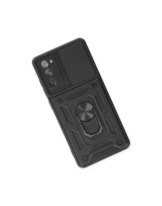 Samsung Galaxy S20 Fe Kılıf Pars Lens Yüzüklü Silikon - Siyah
