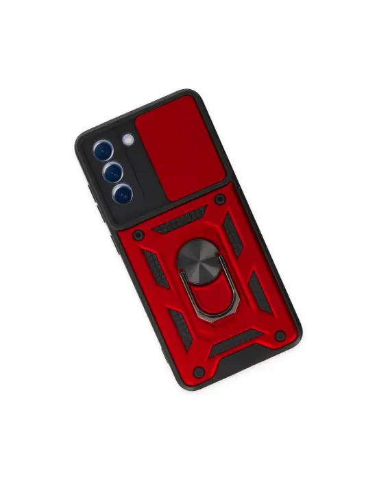 Samsung Galaxy S21 Fe Kılıf Pars Lens Yüzüklü Silikon - Kırmızı