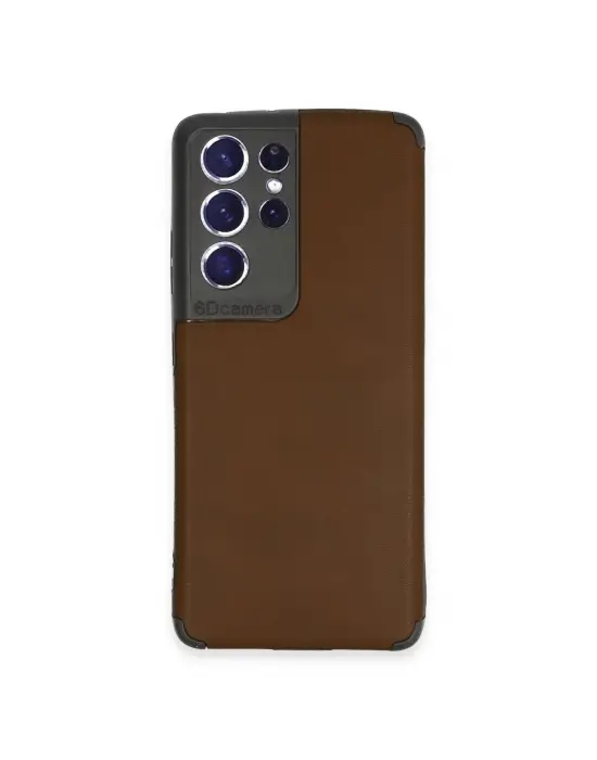 Samsung Galaxy S21 Ultra Kılıf Loop Deri Silikon - Kahverengi