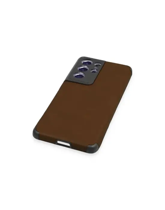 Samsung Galaxy S21 Ultra Kılıf Loop Deri Silikon - Kahverengi