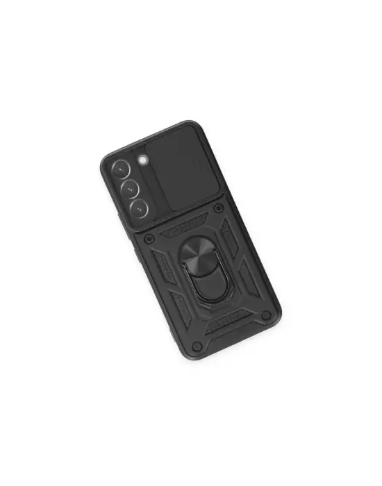 Samsung Galaxy S23 Kılıf Pars Lens Yüzüklü Silikon - Siyah