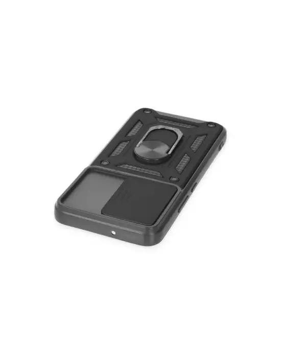 Samsung Galaxy S23 Kılıf Pars Lens Yüzüklü Silikon - Siyah