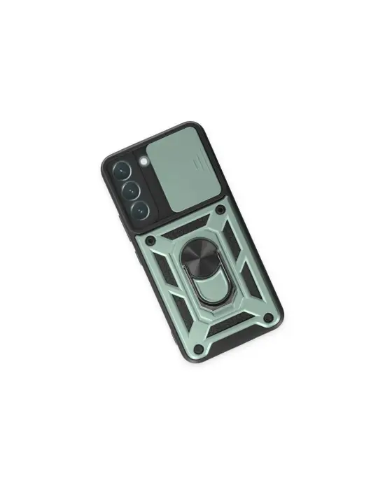Samsung Galaxy S23 Kılıf Pars Lens Yüzüklü Silikon - Yeşil
