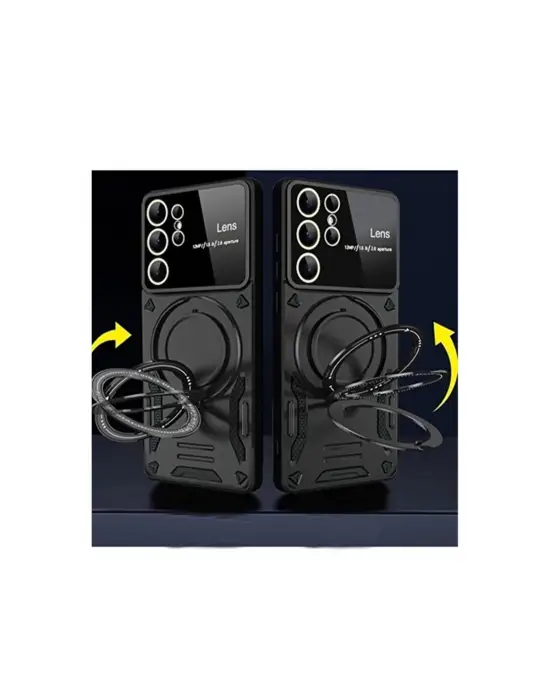 Samsung Galaxy S24 Ultra Kılıf Joy Lens Standlı Kapak - Mor
