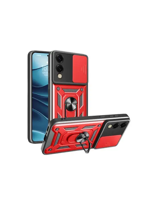 Samsung Galaxy S25 Edge Pars Lens Yüzüklü Silikon - Kırmızı