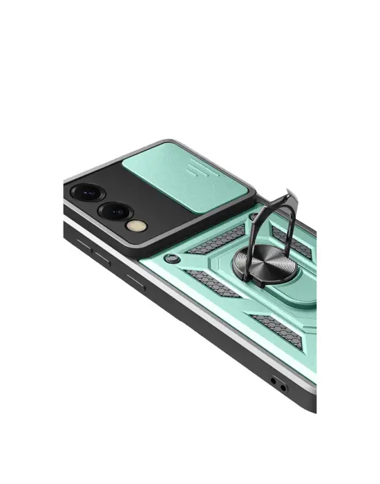 Samsung Galaxy S25 Edge Pars Lens Yüzüklü Silikon - Yeşil