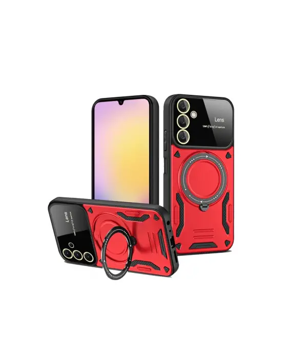 Samsung Galaxy S25 Kılıf Joy Lens Standlı Kapak - Kırmızı