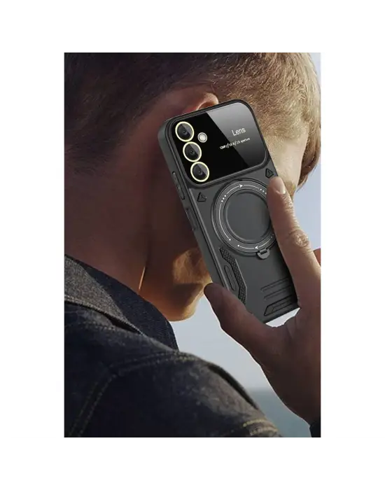 Samsung Galaxy S25 Kılıf Joy Lens Standlı Kapak - Mor